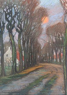 Margaret Patterson (1867-1950) Pastel Moonlit Trees 1907