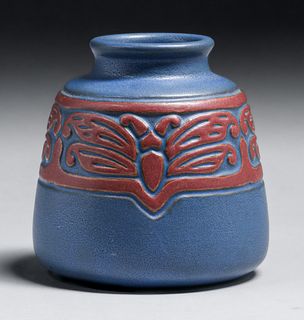 California Faience Matte Glazed Moth Vase c1915-1920