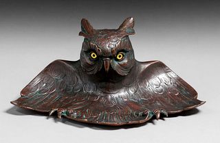 Bradley & Hubbard Owl-Shaped Inkwell c1915
