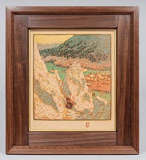 Gustave Baumann Color Woodcut "Tent Rock Trail" 1919
