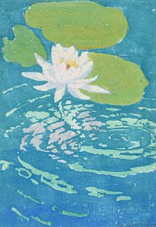 Margaret J. Patterson Color Woodcut "Pond Lily" c1920