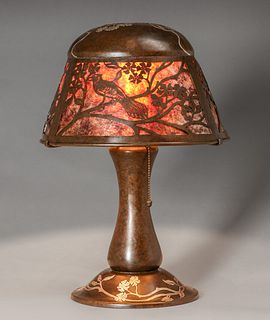 HeintzÂ Sterling on Bronze Cutout Bird-of-Paradise Lamp c1915