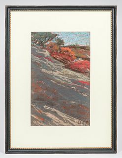 William Baxter Closson (1848-1926) Pastel "Ledge in Autumn" 1907