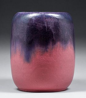 Large Fulper Pottery Wisteria Purple & Matte Pink Vase c1910