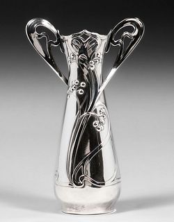 WMF - German Art Nouveau Silver-Plated Two-Handled Vase c1905