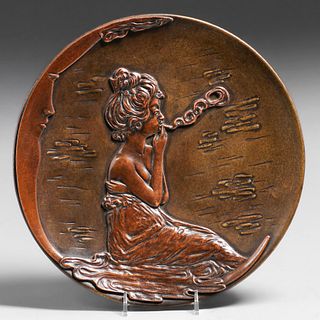 Arts & Crafts Art Nouveau "Katie Mulcahey" Hammered Copper & Brass Suffrage Tray c1910