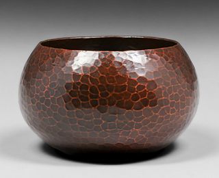 Early Dirk van Erp Hammered Copper Spherical Vase c1909
