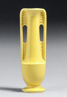 USA Pottery Yellow Two-Handled Vase c1930s