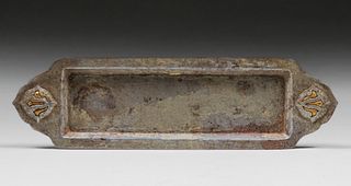 Paul Beau & Co - Montreal, Canada Hammered Iron & Brass Pen Tray c1915-1922