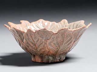 Arts & Crafts Hand-Carved Leaf-Formed Bowl c1920s