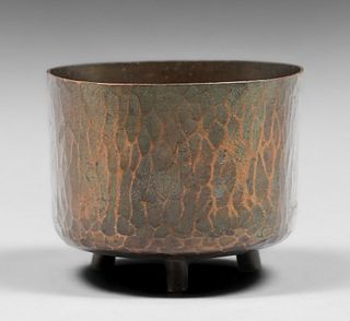 Austrian Secessionist Hammered Copper Three-Footed Vase c1910