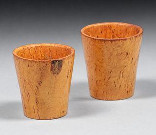 Pair Bird's Eye Maple Hand-Turned Vases c1950s