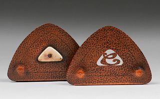 Albert Berry - Seattle Hammered Copper Cutout Bookends c1910s