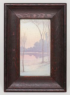 Rookwood Pottery Charles J. McLaughlin Scenic Winter Sunset Plaque 1915