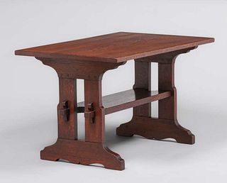 Early Gustav Stickley #401 Trestle Table c1902