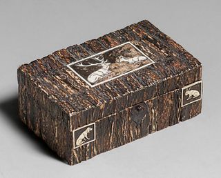 Adirondack Arts & Crafts Hand-Carved Antler Box c1910