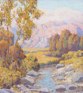 California Plein Air Painting San Gabriel Mountains c1910