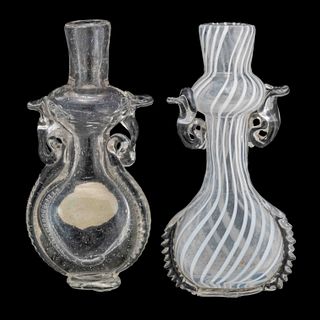 FREE-BLOWN WITH APPLIED DECORATION PUNGENTS / SCENT BOTTLES, LOT OF TWO
