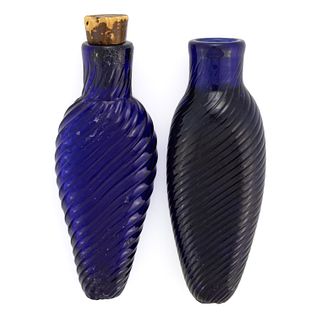 PATTERN-MOLDED PUNGENTS / SCENT BOTTLES, LOT OF TWO