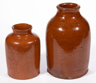 NEW MARKET, SHENANDOAH VALLEY OF VIRGINIA EARTHENWARE / REDWARE JARS, LOT OF TWO