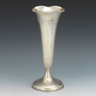 Lebkuecher &amp; Co. Antique Sterling Silver Trumpet Vase for Grogan Co., ca. 19th Century