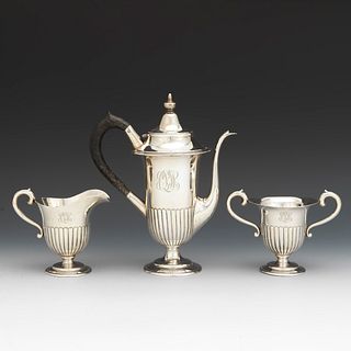 American Three-Piece Sterling Silver Coffee Service, ca. Early 20th Century 