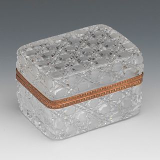 French Brilliant Cut Crystal and Gilt Copper Alloy Vanity Casket