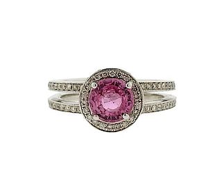 Kobelli 18K Gold Diamond Pink Sapphire Ring