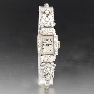 Ladies' Art Deco Platinum and Diamond Dress Watch 