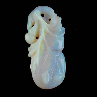 Chinese Exquisite Carved Opal Double Gourd Ornament 