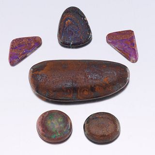 Six Unmounted Multi-Shape Boulder Opal Gems 
