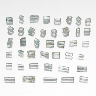 Multiple Unmounted 50.82 Total Carat Multi-Shape Aquamarine Rough Gem Stones 