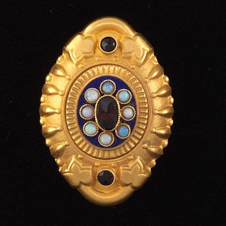 Ladies' Victorian Gold, Garnet, Opal and Lapis Lazuli Pendant 