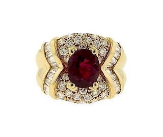 18K Gold Diamond Ruby Ring