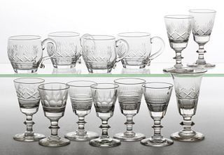 ASSORTED CUT GLASS DRINKING ARTICLES, LOT OF 13