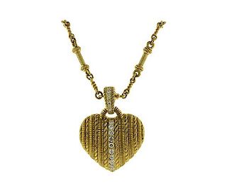 Judith Ripka 18K Gold Diamond Heart Pendant Necklace