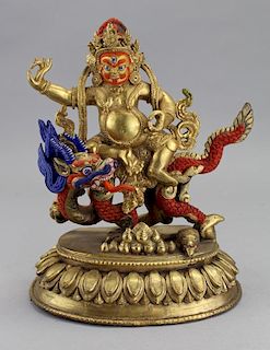Antique Tibetan Gilt Bronze Kuber