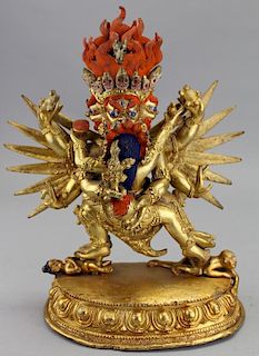 Antique Tibetan Gilt Bronze Yamataka Figure