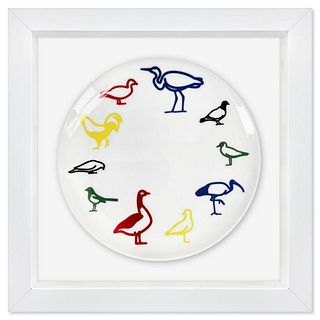 Julian Opie, "Birds" Framed Limited Edition Plate with Letter of Authenticity.