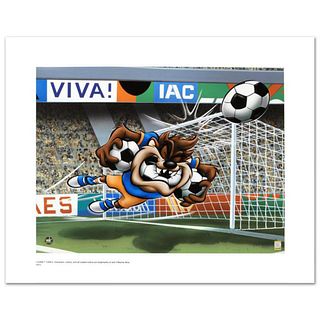 Taz Soccer Limited Edition Giclee from Warner Bros., Numbered with Hologram Seal and Certificate of Authenticity.