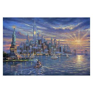 Robert Finale, "Freedom Tower" Hand Signed, Artist Embellished AP Limited Edition on Canvas with COA.