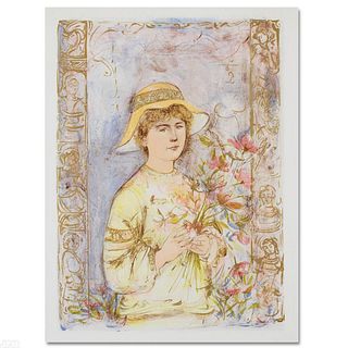 Flora Limited Edition Lithograph by Edna Hibel (1917-2014), Numbered and Hand Signed with Certificate of Authenticity.