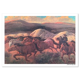 Rockwell Smith, "The Mustangs" Limited Edition Lithograph, Numbered and Hand Signed with Letter of Authenticity.