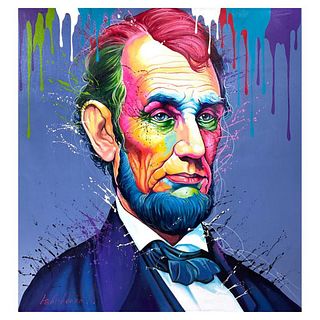 Alexander Ishchenko, "Honest Abe" Original Acrylic Painting on Canvas, Hand Signed with Letter Authenticity.