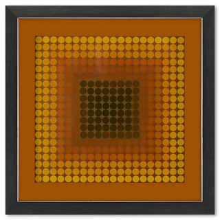 Victor Vasarely (1908-1997), "CTA - 101 de la sÃ©rie CTA - 102" Framed 1971 Heliogravure Print with Letter of Authenticity