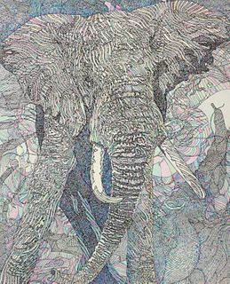 Guillaume Azoulay- Limited edition giclee on canvas "Elephant"