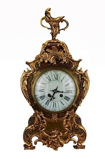 19th C French Louis XIV Style Bouille Inlaid Clock