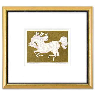 Guillaume Azoulay, "Etude MMOZ" Framed Original Hand Colored Drawing with Hand Laid Gold Leaf, Hand Signed with Letter of Authenticity