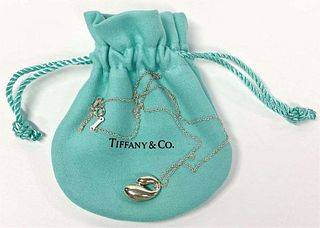 Tiffany & Co. Double Teardrop Pendant Necklace By Elsa Peretti .925 Sterling Silver