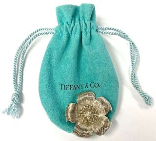 Tiffany & Co. Vintage Dogwood Flower Brooch .925 Sterling Silver